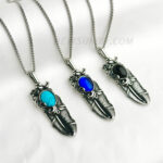100% SS Turquoise Feather Pendant Necklace Chain