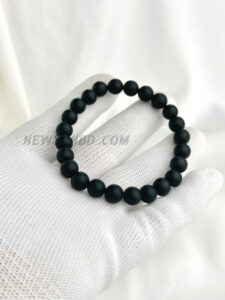 AA Black Onyx Matt Finish 8mm Round Beads Stretch Bracelet
