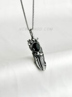 100% SS Turquoise Feather Pendant Necklace Chain - Image 5