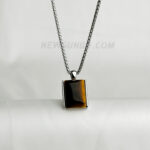 15mm square Tiger Eye Necklace Pendant With Options of Silver Chain
