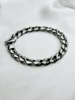 8mm Cuban Chain Bracelet in Rhodium Stainless Steel for Men - Image 3