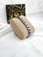 8mm Cuban Chain Bracelet in Rhodium Stainless Steel for Men - Image 2