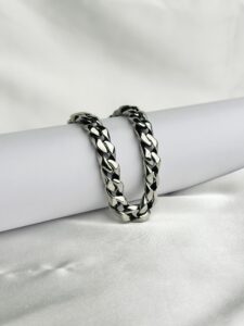 8mm Cuban Chain Bracelet in Rhodium Stainless Steel for Men