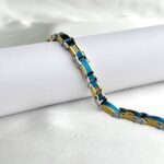 Ceramic Blue IP & Steel Links Bracelet