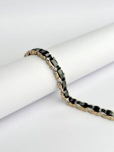 Ceramic Rose Gold And Black Unique Tennis Bracelet