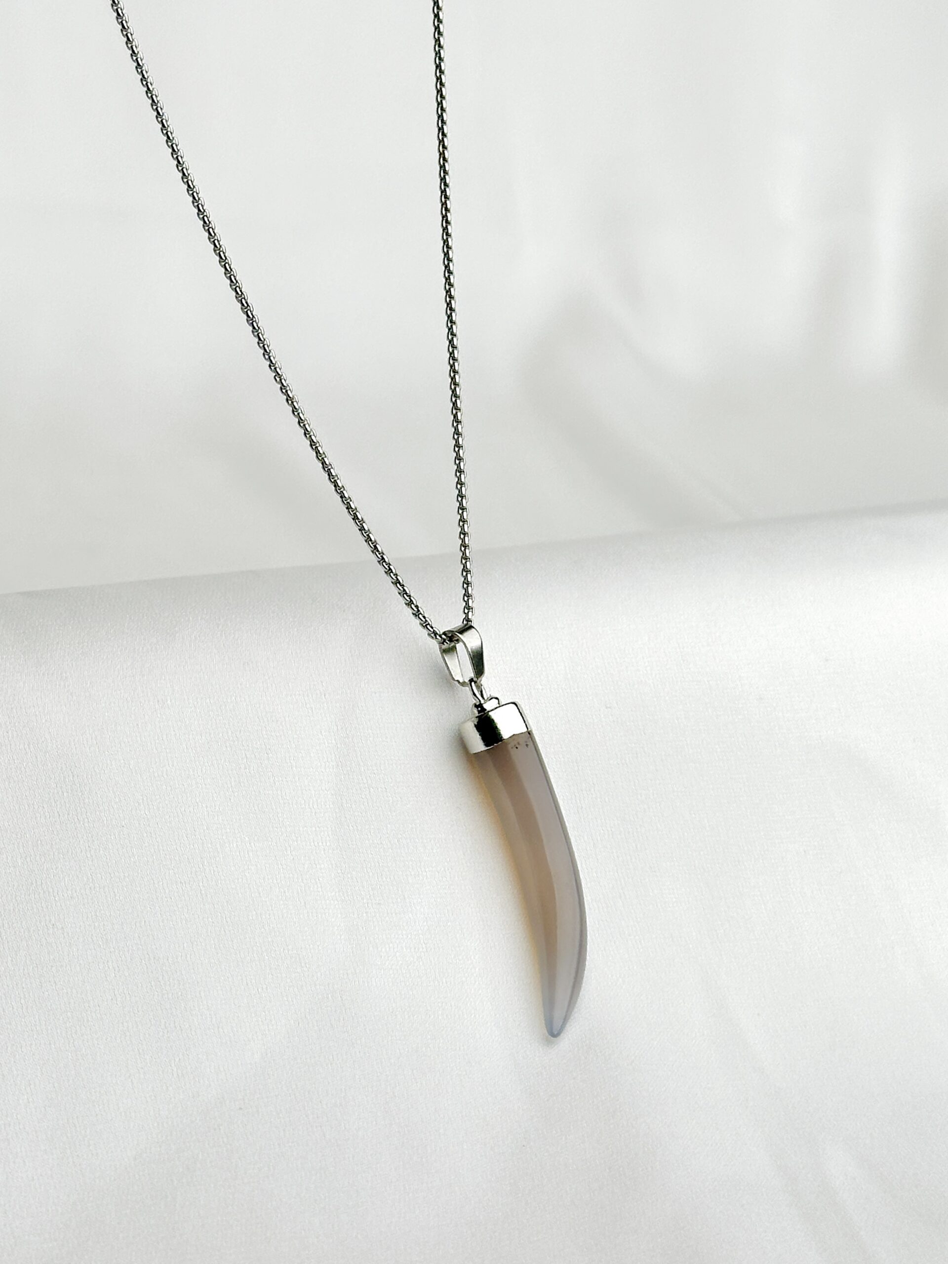 IMG_4923 100% Natural Agate Horn Necklace, - Image 1