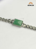 Natural Green Emerald Stone Stainless Steel Bracelet - Image 3