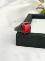 100% Natural Rubi Stone Stainless Steel Body Finger Ring - Image 2