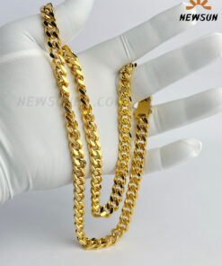 100% 24k Yellow Gold Color 8mm  Cuban link Chain