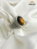 Real Tiger Eyes Stone Finger Ring For Men - Image 4