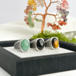 316L Stainless Steel Body And Real Stone Finger Ring
