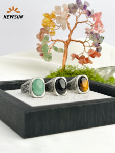 316L Stainless Steel Body And Real Stone Finger Ring