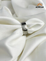 Titanium Satin Finish Beaten Wedding Ring - Image 2