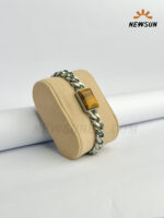 Natural Tigers Eye Stone Stainless Steel Bracelet