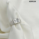 100% Titanium Classic White Zircon Topped  Signet Ring