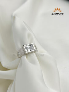 100% Titanium Classic White Zircon Topped  Signet Ring
