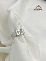 100% Titanium Classic White Zircon Topped  Signet Ring