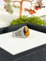 Real Tiger Eyes Stone Finger Ring For Men - Image 2