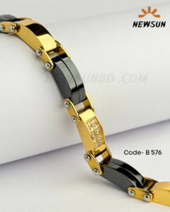 Ceramic Black Yellow Gold Tow -Tone  Bracelet