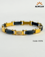 Ceramic Black Yellow Gold Tow -Tone  Bracelet - Image 3