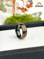 Black Ceramic and Koa Wood Ring