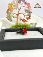 100% Natural Rubi Stone Stainless Steel Body Finger Ring - Image 3