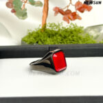 100% Natural Rubi Stone Stainless Steel Body Finger Ring