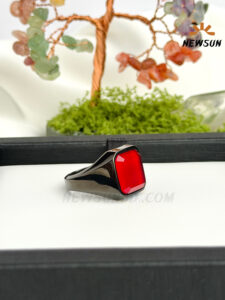 100% Natural Rubi Stone Stainless Steel Body Finger Ring