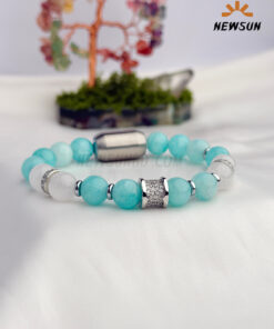 10MM AA AMAZONITE, WHITE MOONSTONE STONE  BRACELET