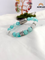 10MM AA AMAZONITE, WHITE MOONSTONE STONE BRACELET - Image 2