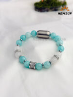 10MM AA AMAZONITE, WHITE MOONSTONE STONE BRACELET - Image 4