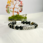 Onyx Black Stainless Steel Bracelet Bead Bracelet