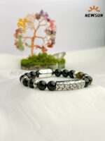 Onyx Black Stainless Steel Bracelet Bead Bracelet