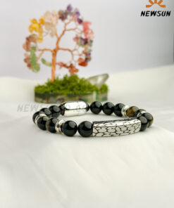 Onyx Black Stainless Steel Bracelet Bead Bracelet