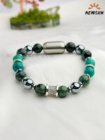 AAA Green Sandstone + Hematite Braided   Natural Crystal Energy Bead Bracelet - Image 4