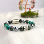 AAA Green Sandstone + Hematite Braided   Natural Crystal Energy Bead Bracelet