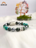 AAA Green Sandstone + Hematite Braided   Natural Crystal Energy Bead Bracelet
