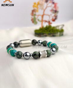 AAA Green Sandstone + Hematite Braided   Natural Crystal Energy Bead Bracelet