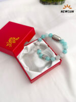 10MM AA AMAZONITE, WHITE MOONSTONE STONE BRACELET - Image 3