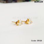 4mm Cubic Zirconia Stainless Steel Triangle Stud Earrings ER128