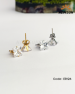10MM Silver-Golden Surgical Steel Cubic Zirconia Square Cartilage Stud Earrings