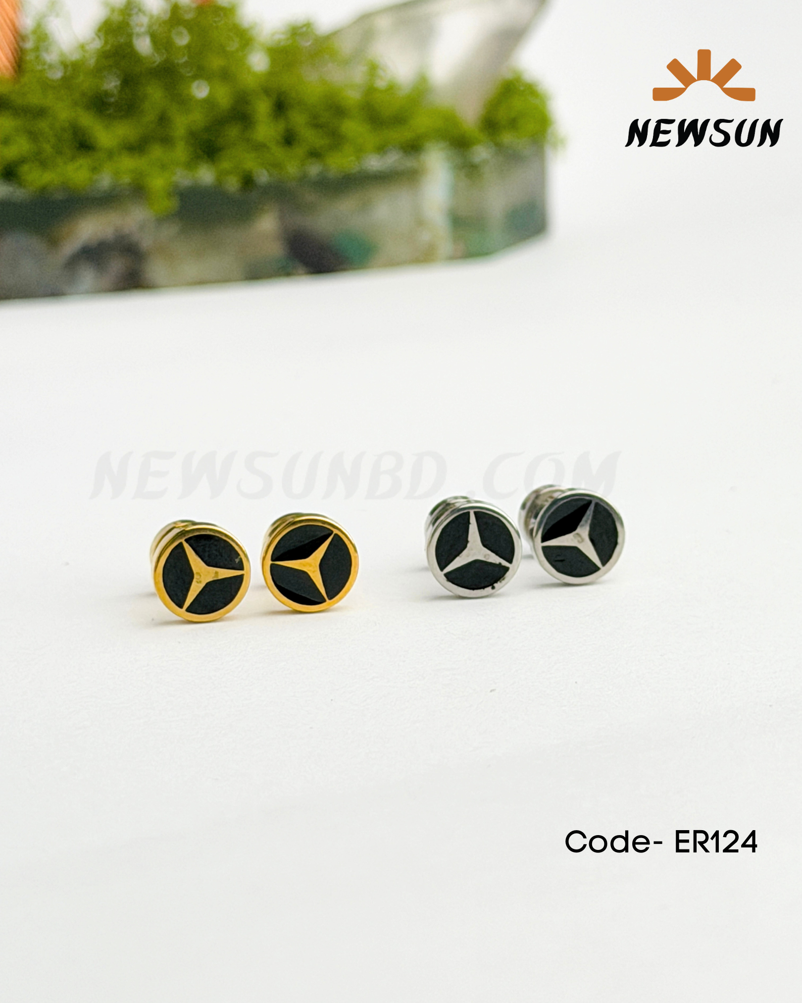Code - B 520-124 NEW Mercedes Earrings -2 pc - Image 1