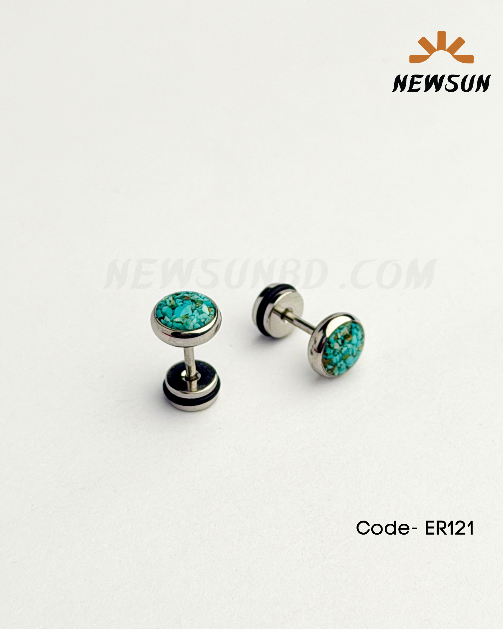 Code - B 520-137 Natural Stone Stud Earrings for Men 2 pices - Image 1