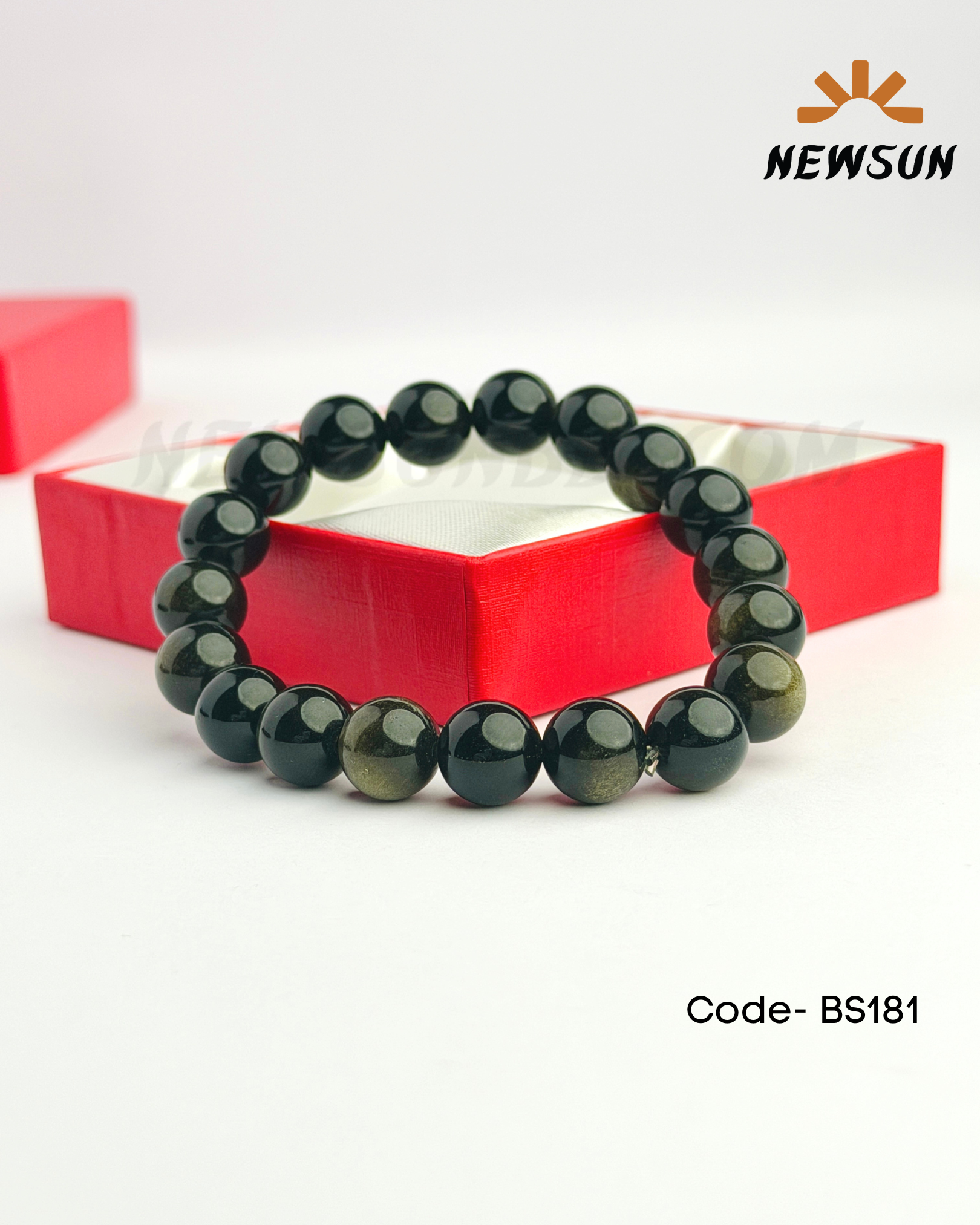 Code - B 520-156 Obsidian Stretch 8MM Gemstone Bracelet Healing Energy Crystal BS181 - Image 1