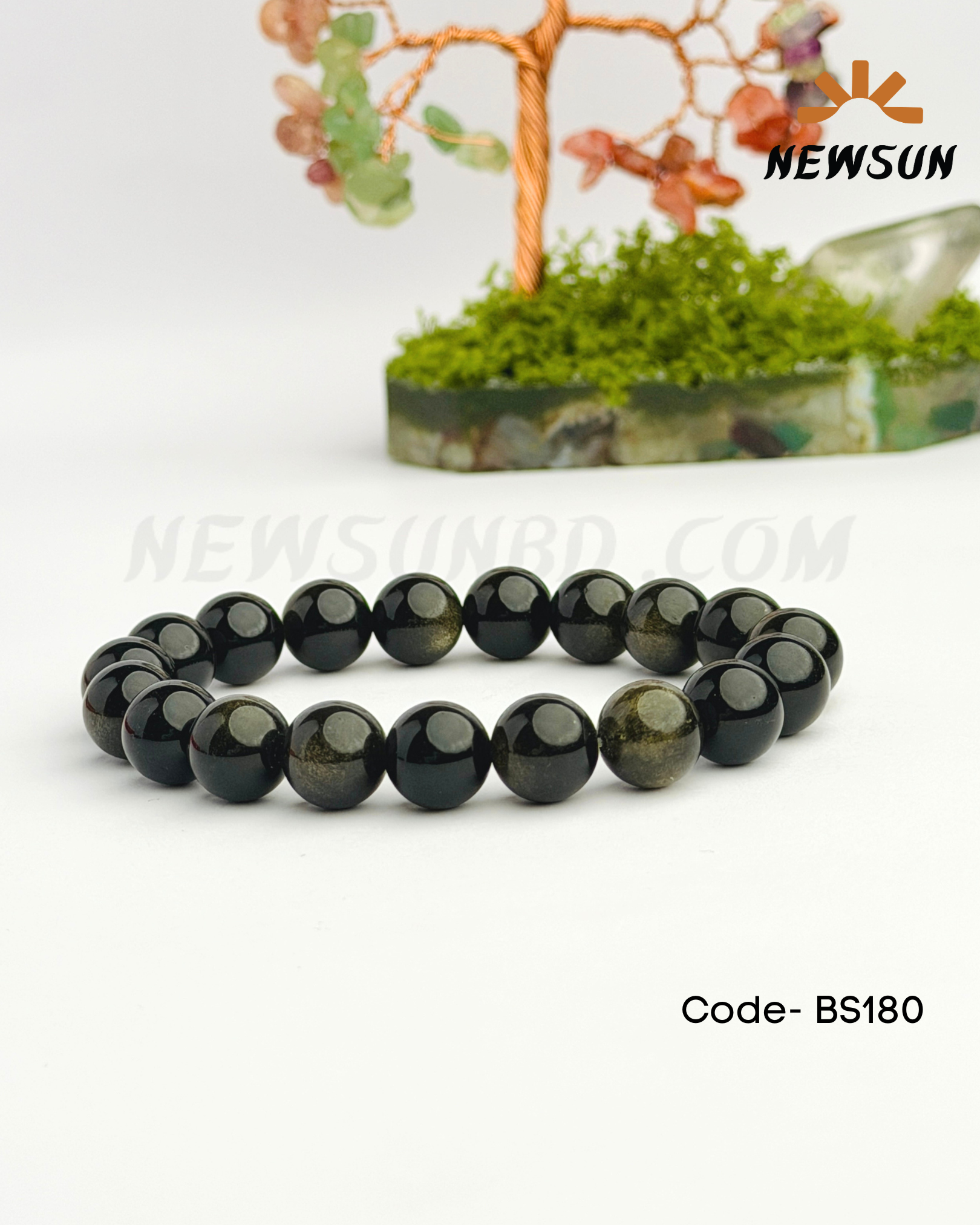 Code - B 520-159 Obsidian Stretch 10MM Gemstone Bracelet Healing Energy Crystal - Image 1