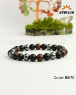 Triple Protection 8MM Bracelets Natural Stone Hematite Tiger Eye Obsidian