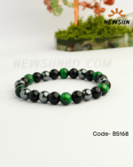 Triple Protection 8MM Green Tiger Eye, Onyx & Hematite Beaded Bracelet