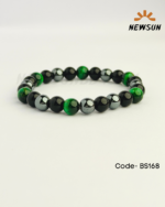 Triple Protection 8MM Green Tiger Eye, Onyx & Hematite Beaded Bracelet - Image 3