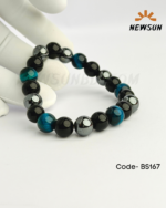 Triple Protection Gemstone Bracelet Hematite Black & Blue Obsidian Stone - Image 2