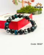 Triple Protection Gemstone Bracelet Hematite Black & Blue Obsidian Stone